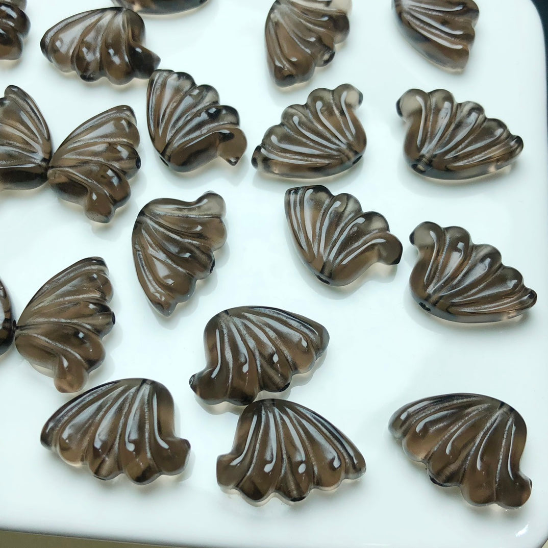 Icy Obsidian Butterfly Wing Beads