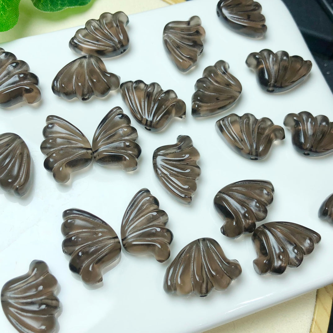 Icy Obsidian Butterfly Wing Beads