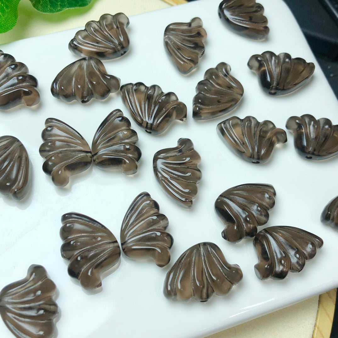 Icy Obsidian Butterfly Wing Beads