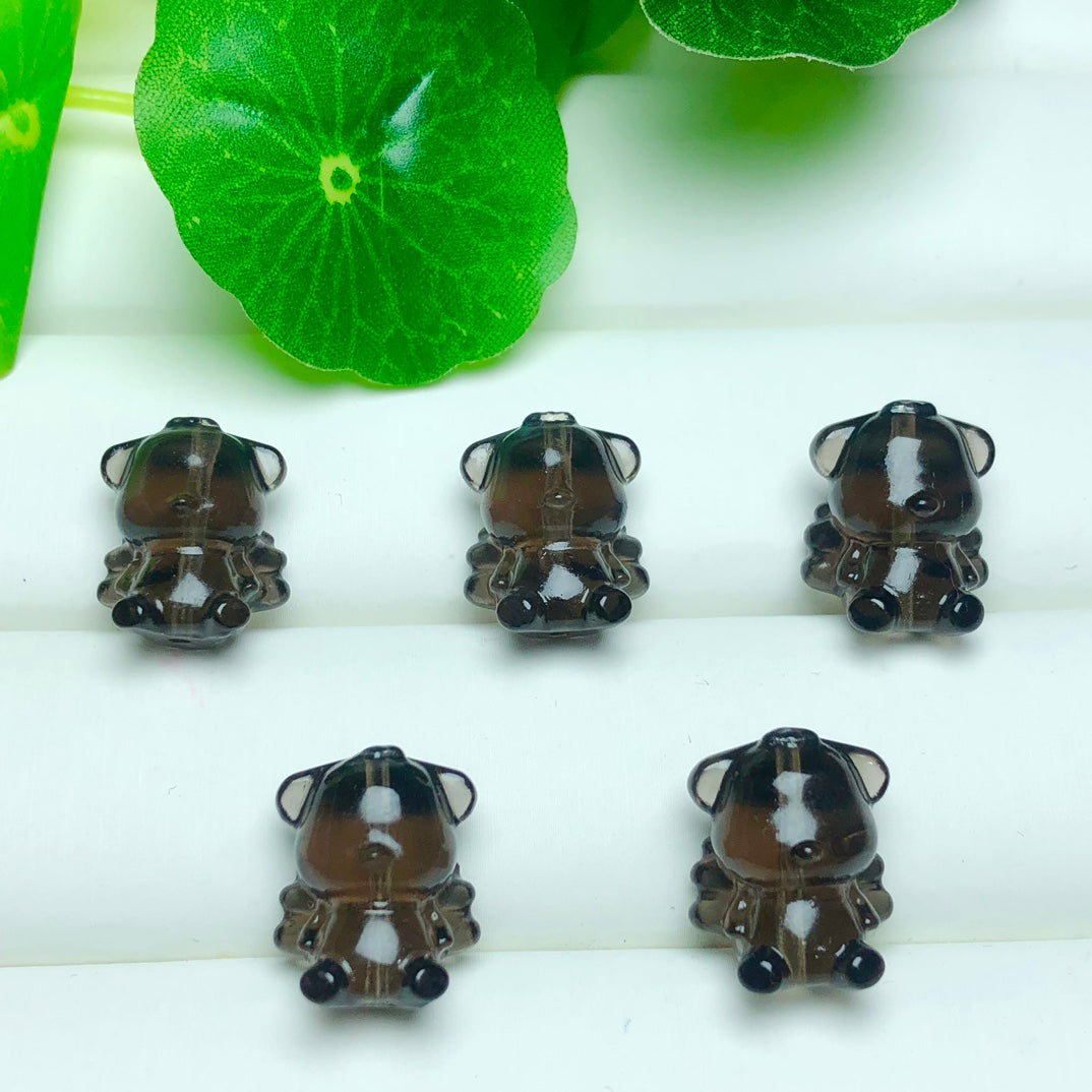 Natural Icy Obsidian Angel Wing Bear Beads