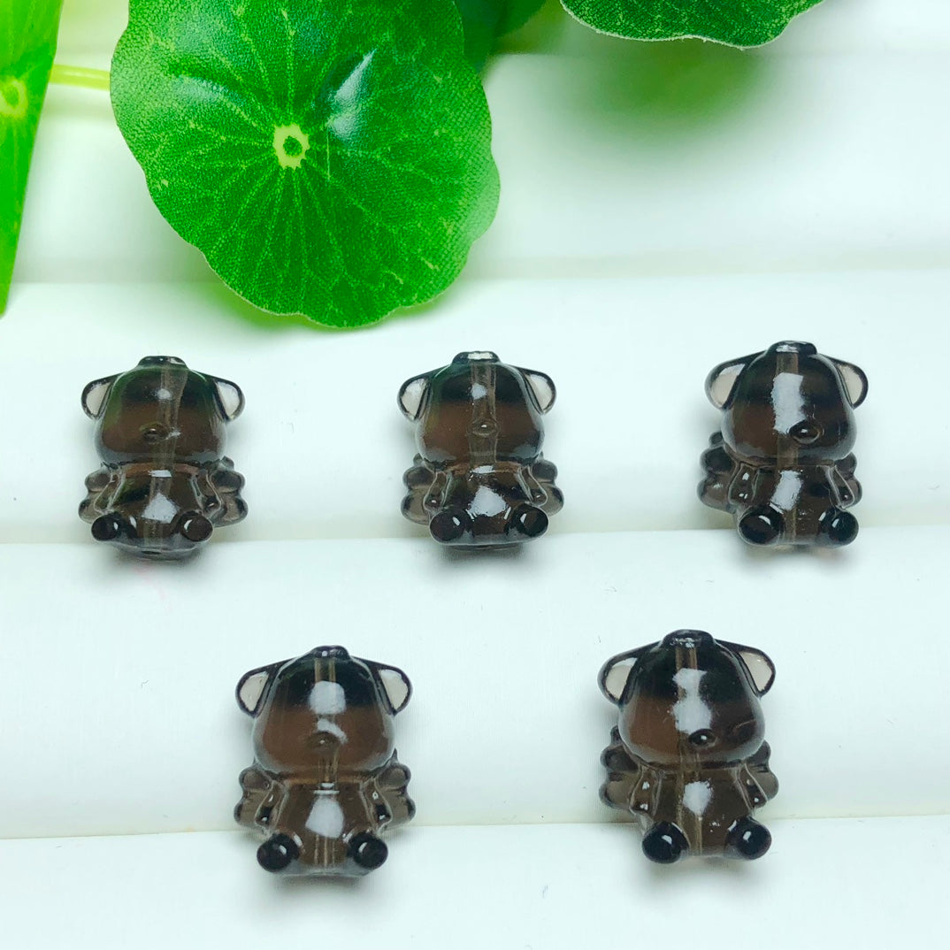 Natural Icy Obsidian Angel Wing Bear Beads