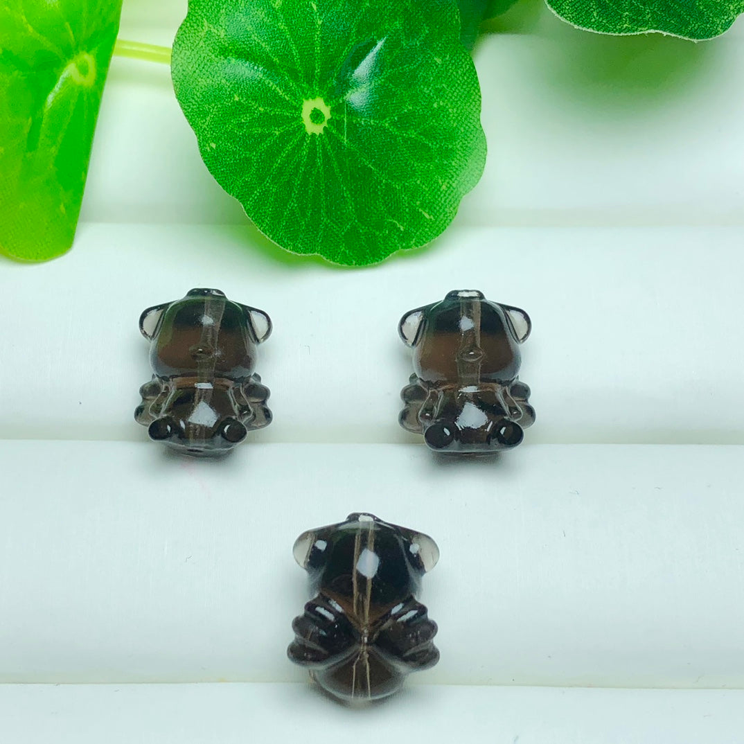 Natural Icy Obsidian Angel Wing Bear Beads
