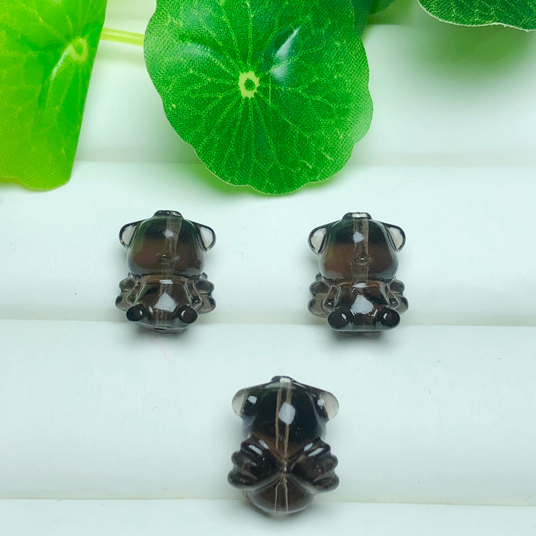 Natural Icy Obsidian Angel Wing Bear Beads