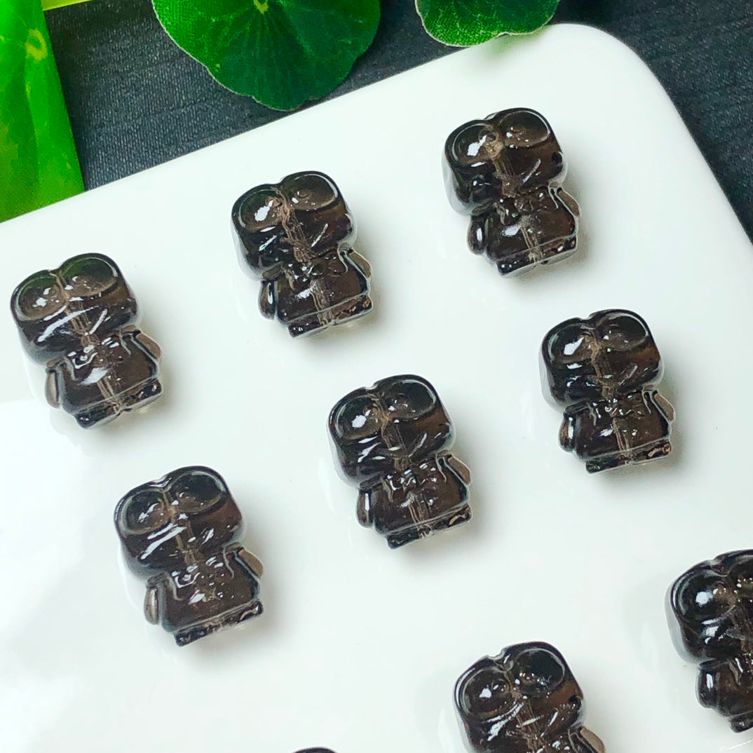 Natural Icy Obsidian Angel Wing Bear Beads