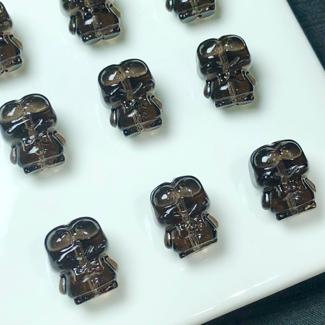 Natural Icy Obsidian Angel Wing Bear Beads
