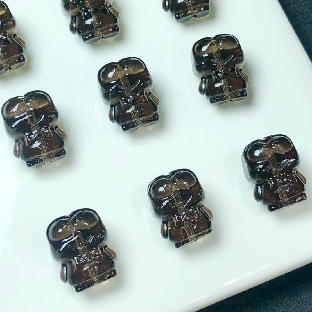Natural Icy Obsidian Angel Wing Bear Beads