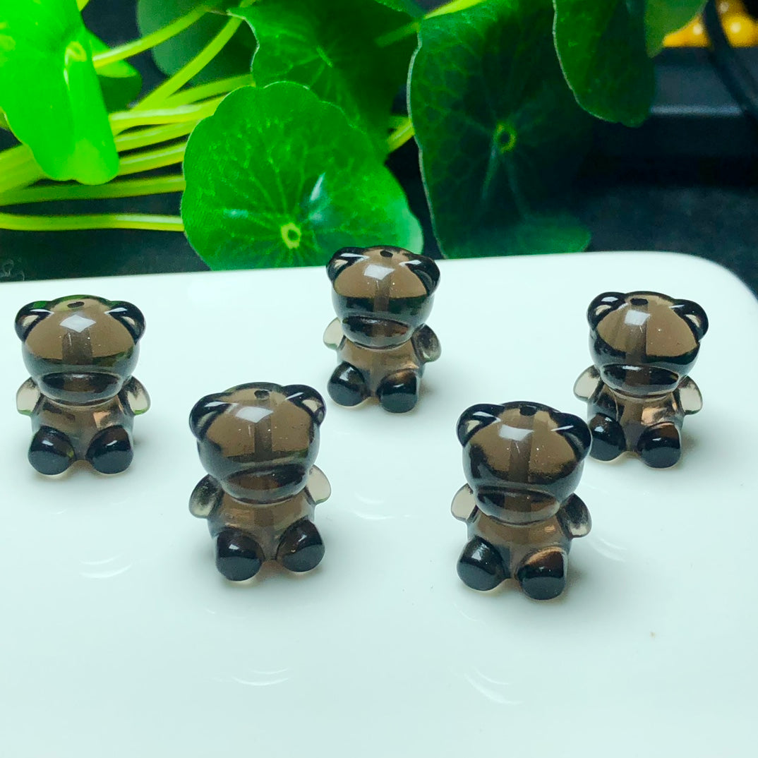 Natural Icy Obsidian Bear Beads