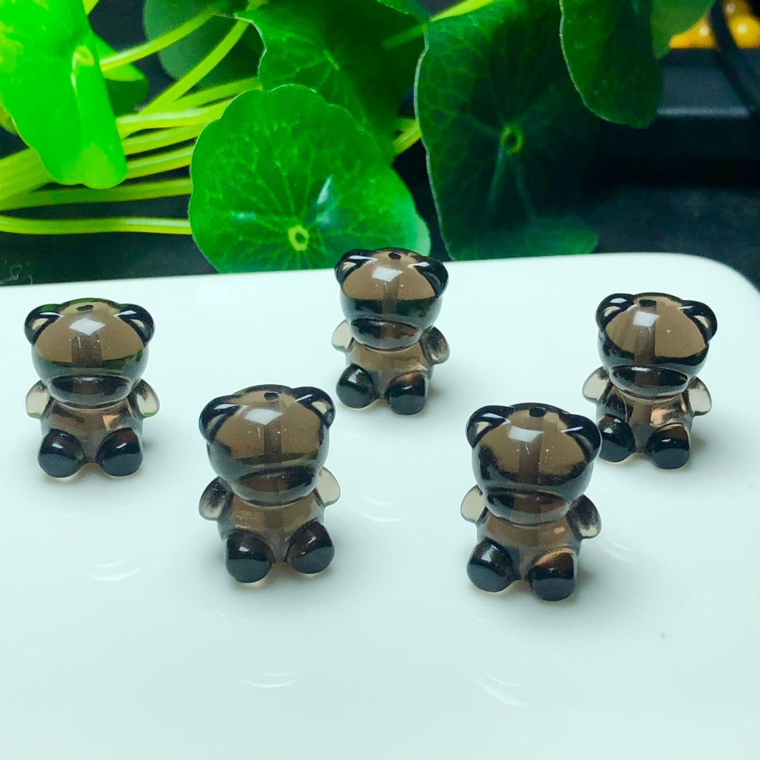 Natural Icy Obsidian Bear Beads
