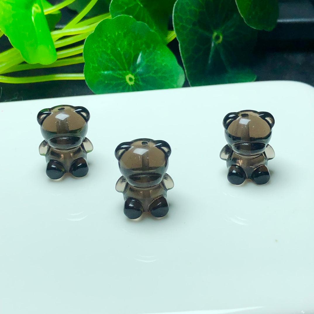 Natural Icy Obsidian Bear Beads