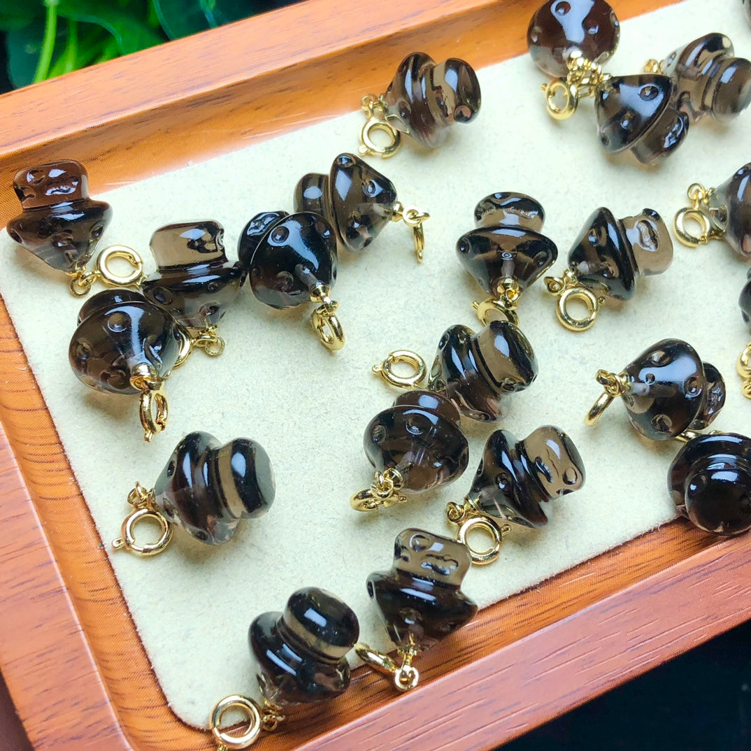 Natural Icy Obsidian Mushroom Beads