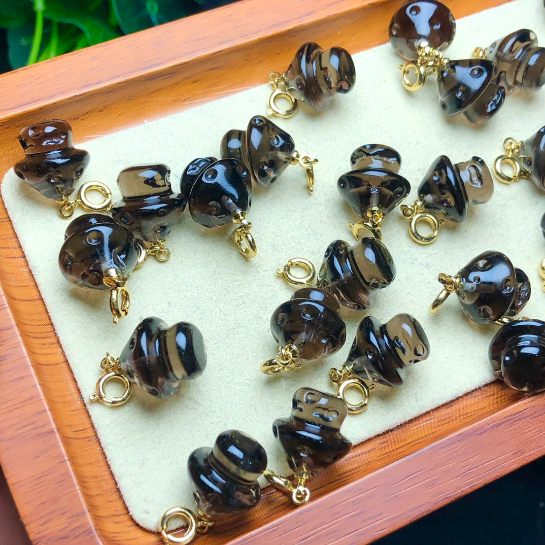 Natural Icy Obsidian Mushroom Beads