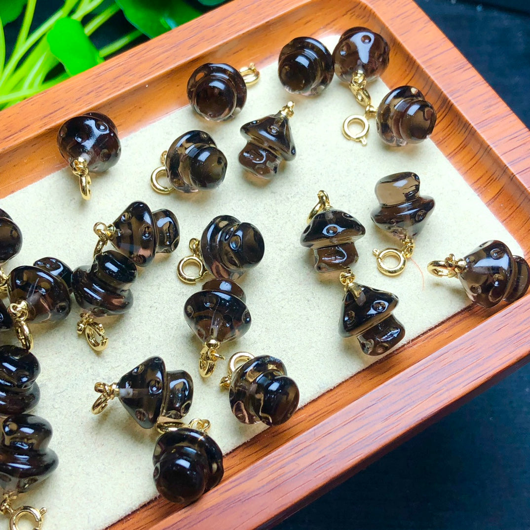 Natural Icy Obsidian Mushroom Beads