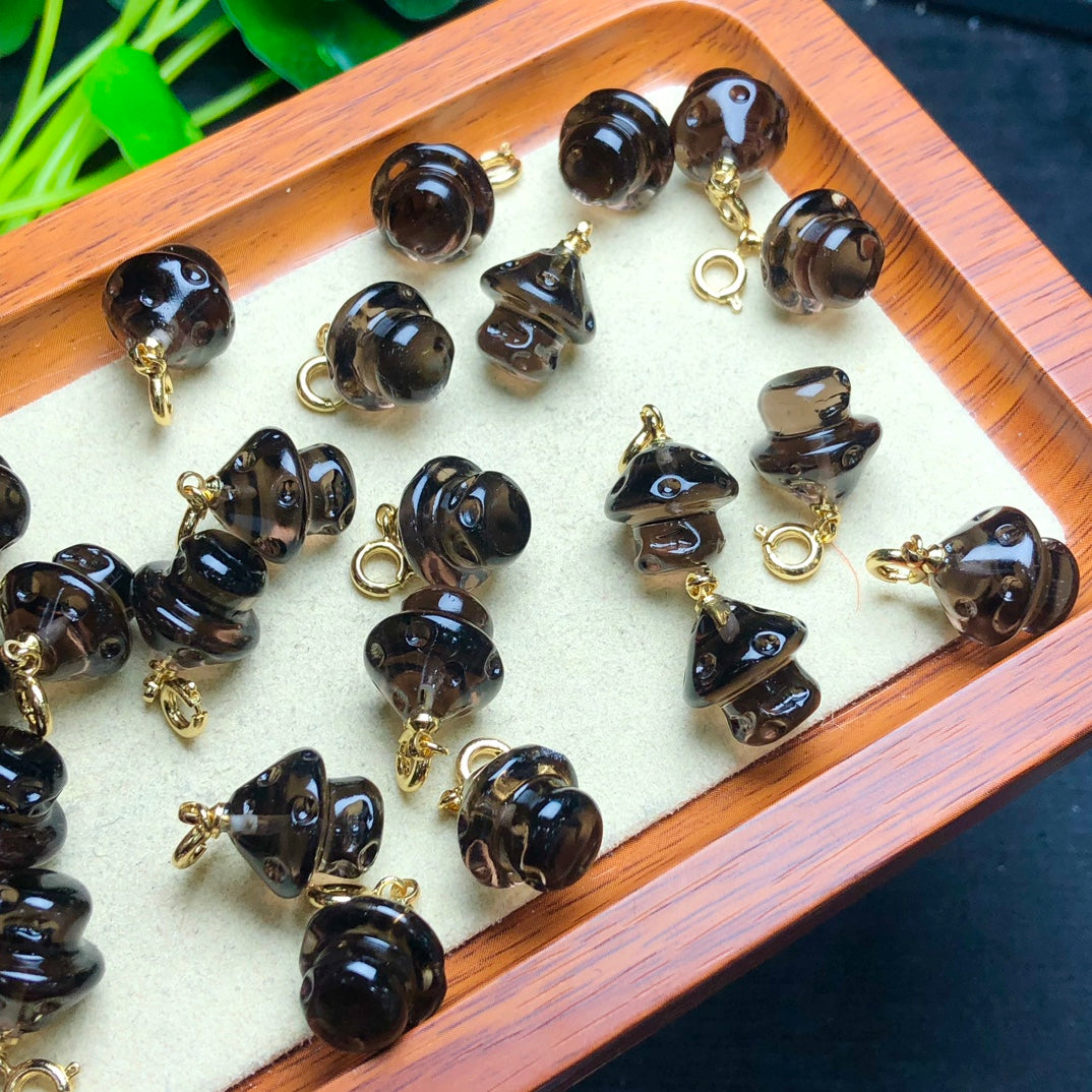 Natural Icy Obsidian Mushroom Beads