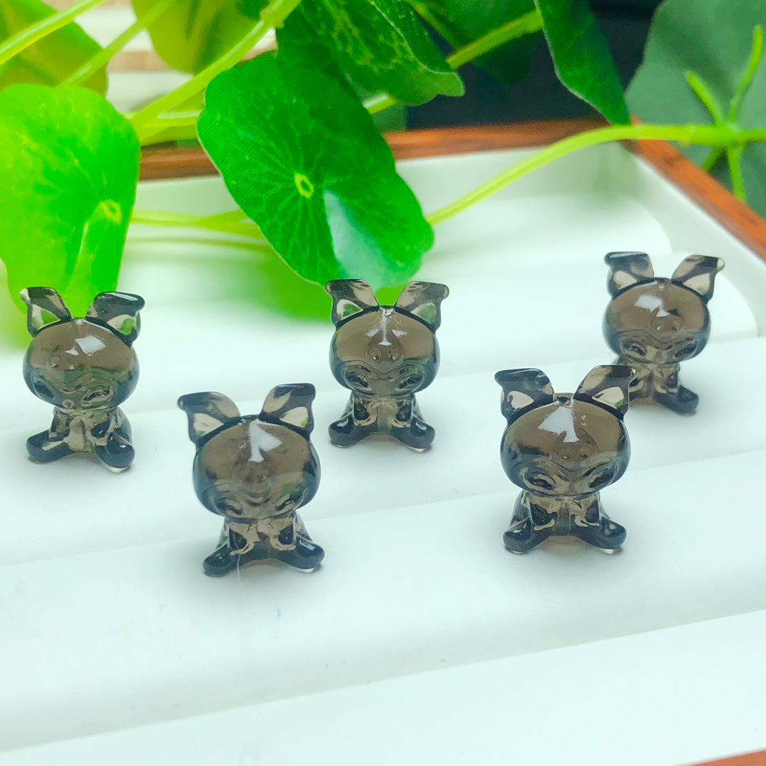 Natural Icy Obsidian Kuromi Beads