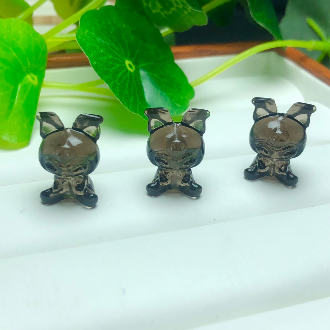 Natural Icy Obsidian Kuromi Beads