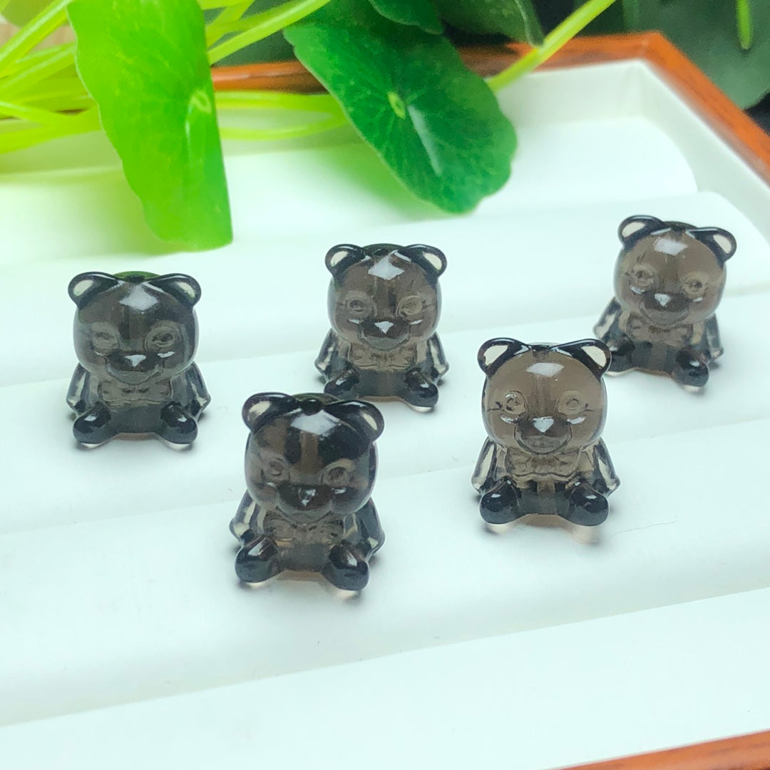Natural Icy Obsidian Bear with Bowtie Beads
