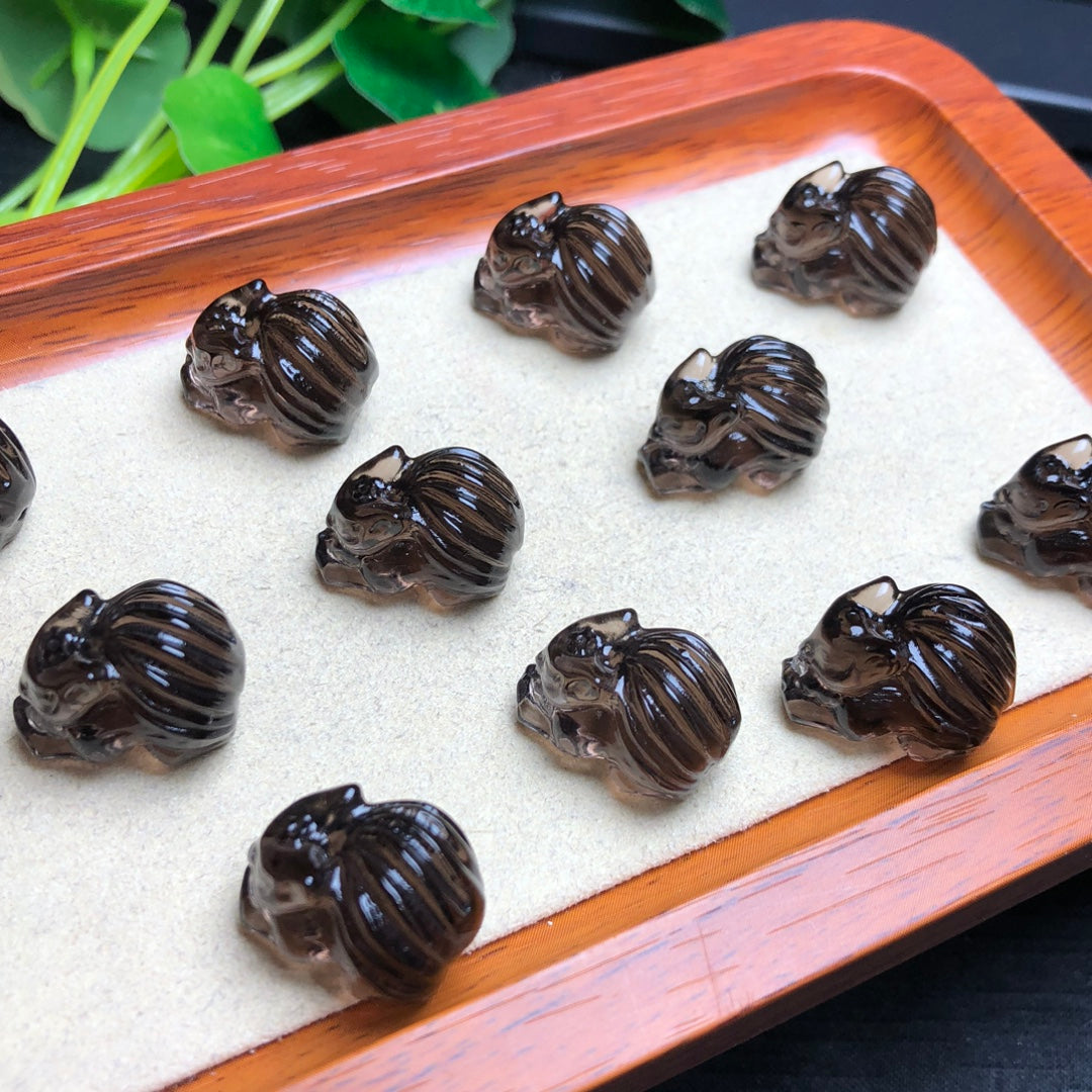 Natural Icy Obsidian Nine Tail Fox Beads