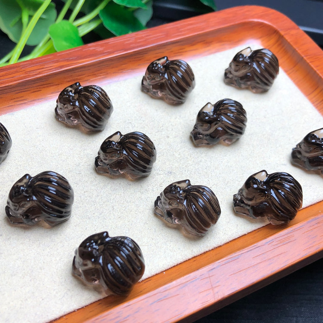 Natural Icy Obsidian Nine Tail Fox Beads