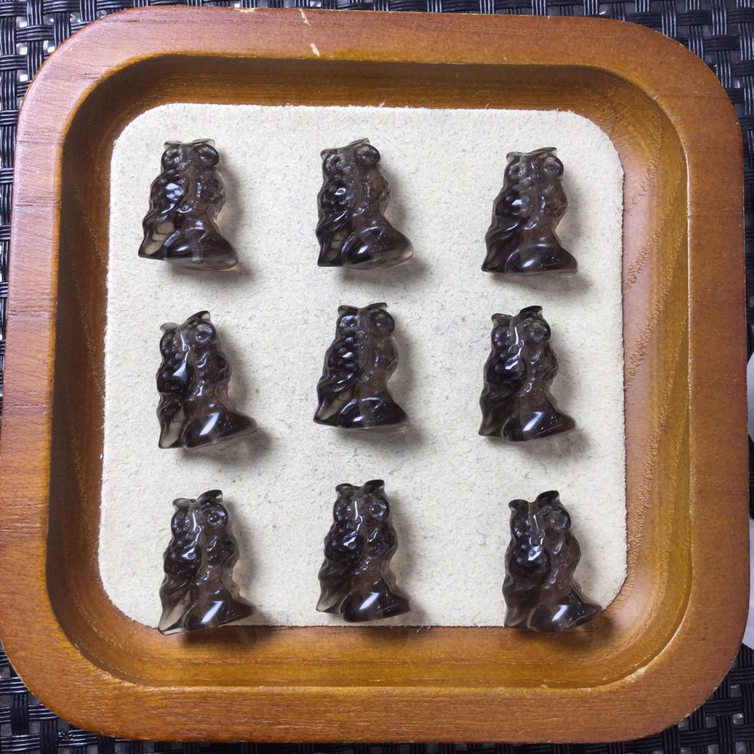 Natural Icy Obsidian Owl Beads
