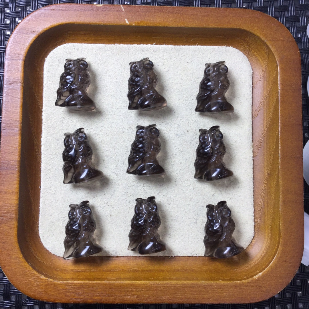 Natural Icy Obsidian Owl Beads