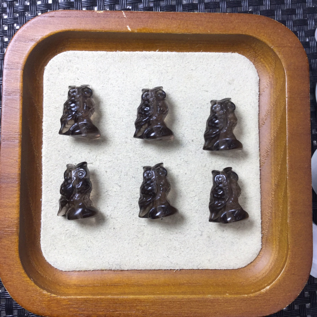 Natural Icy Obsidian Owl Beads