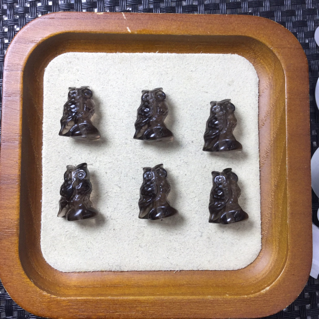 Natural Icy Obsidian Owl Beads