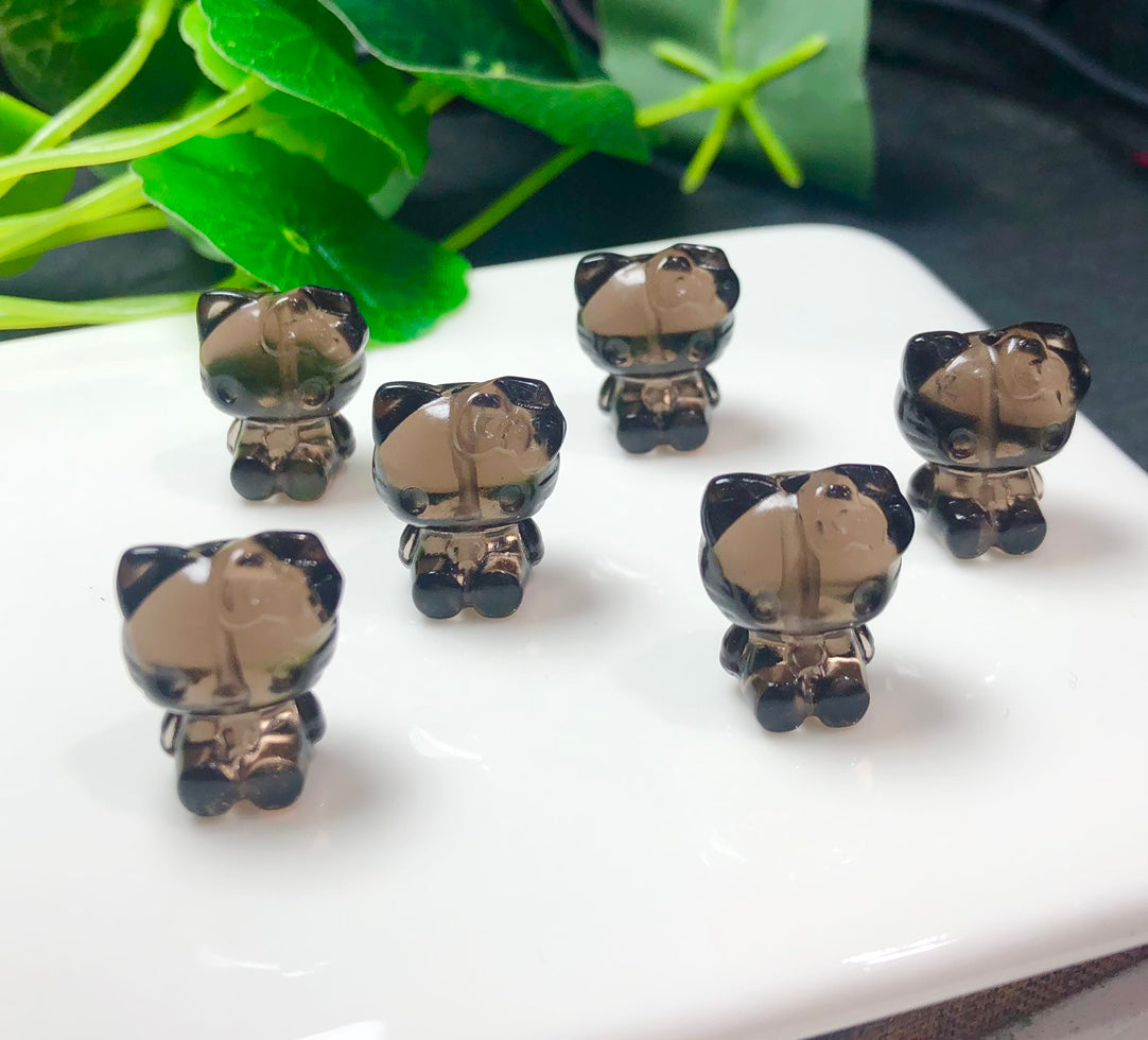 Natural Icy Obsidian Hello Kitty Drilled Beads