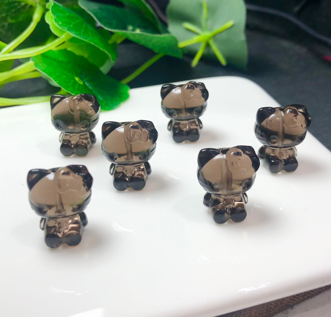 Natural Icy Obsidian Hello Kitty Drilled Beads