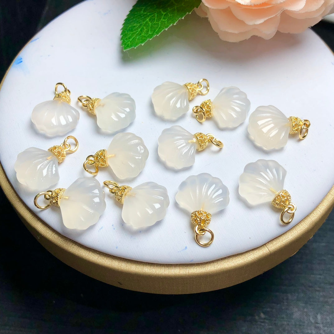 Natural White Agate Shell Jewelry Charms