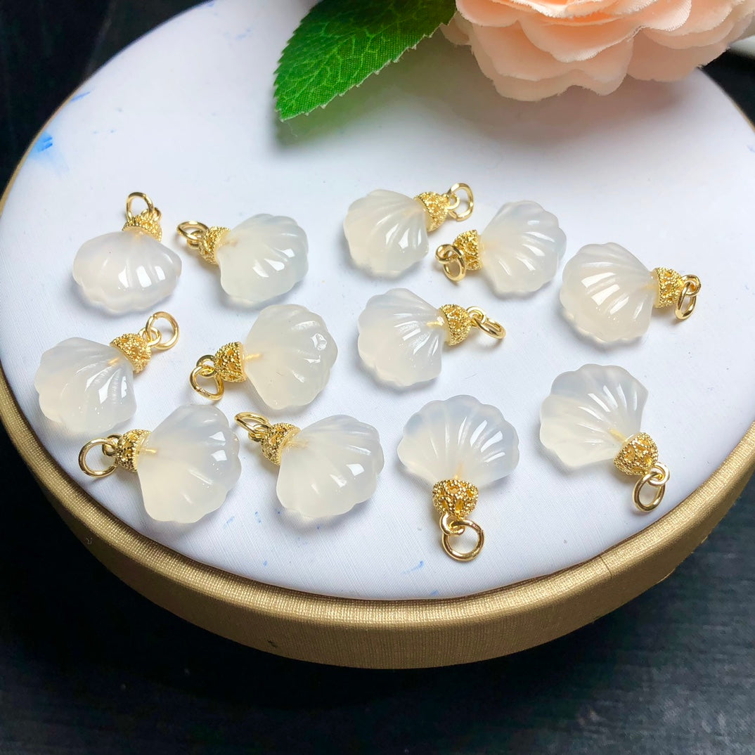 Natural White Agate Shell Jewelry Charms