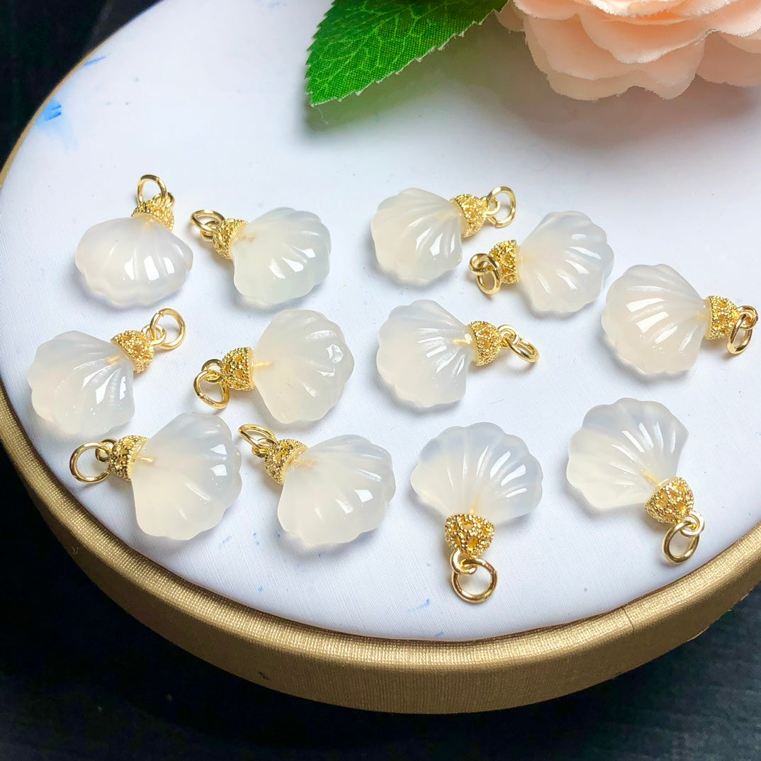 Natural White Agate Shell Jewelry Charms