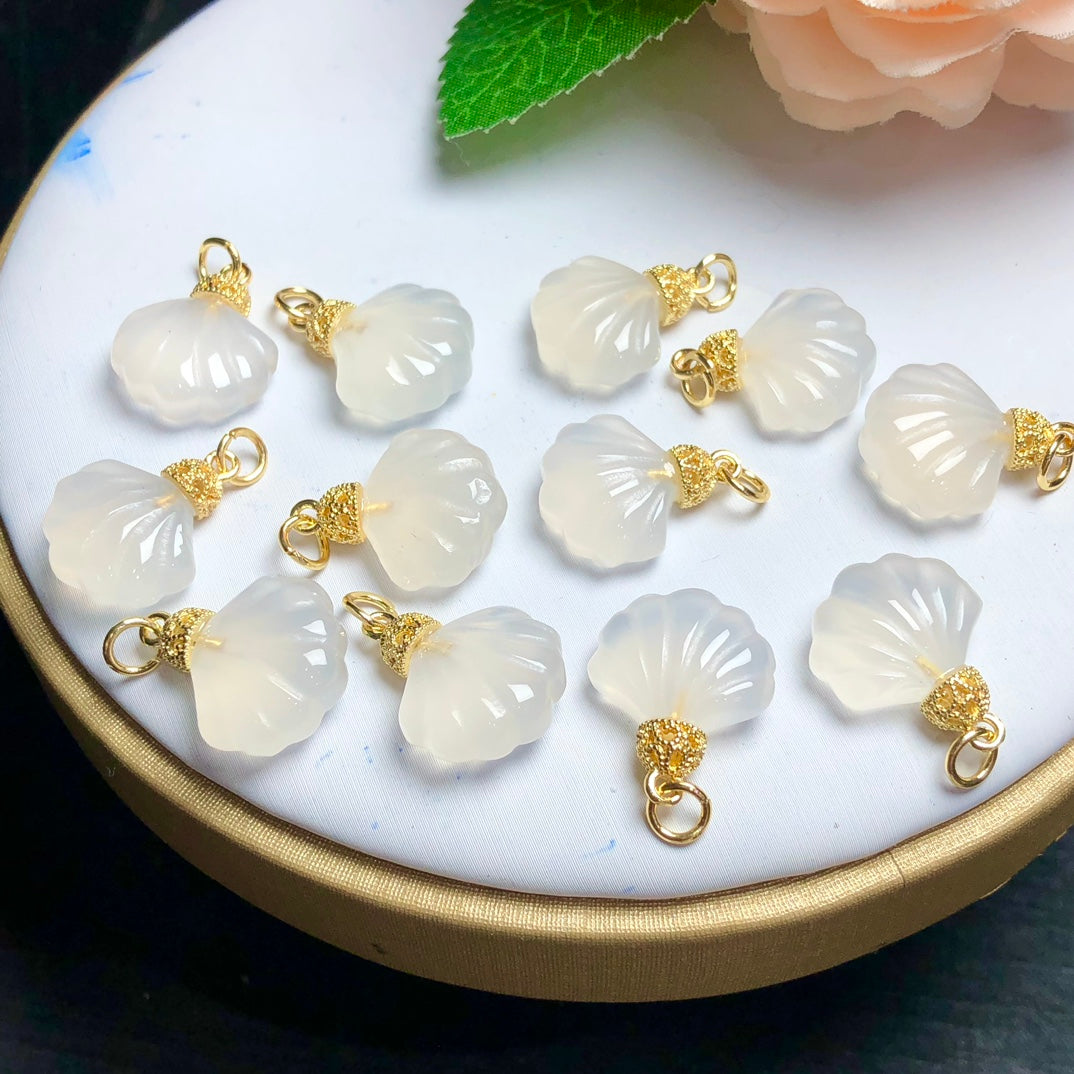 Natural White Agate Shell Jewelry Charms