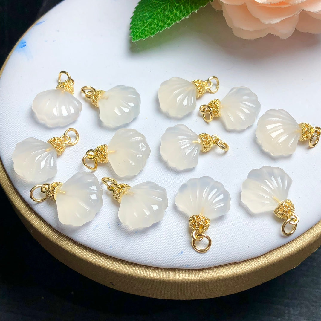 Natural White Agate Shell Jewelry Charms