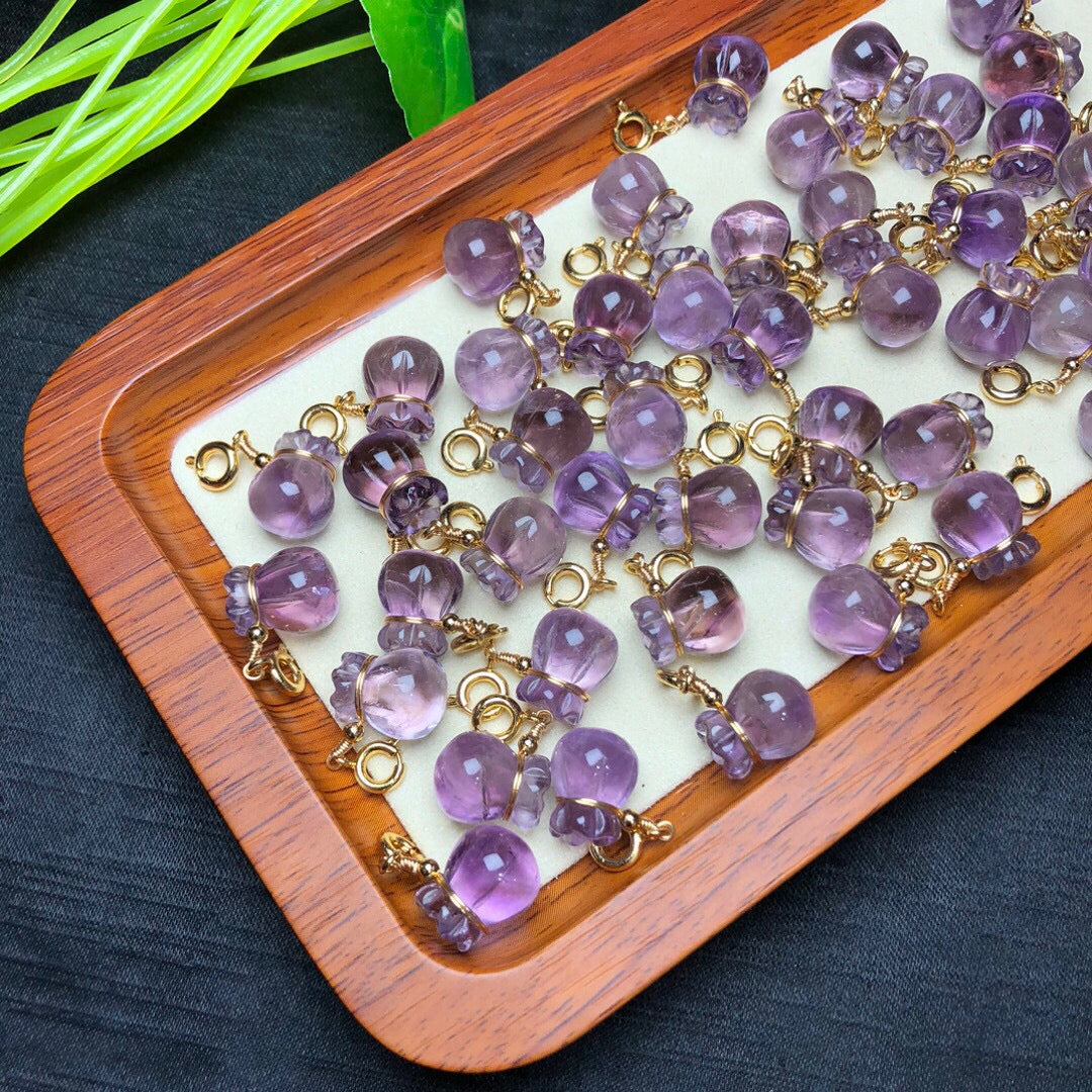 Natural Amethyst Money Bag Jewelry Charms