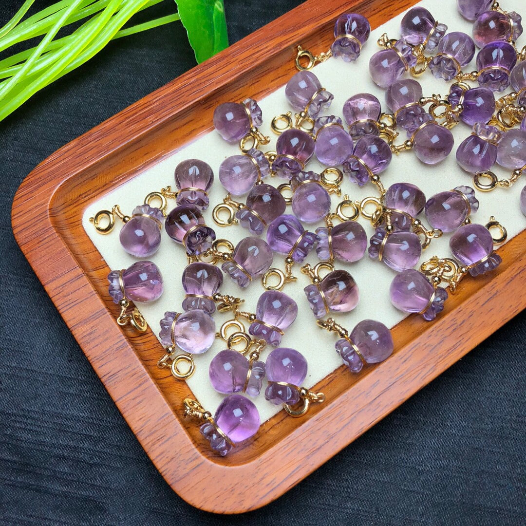 Natural Amethyst Money Bag Jewelry Charms