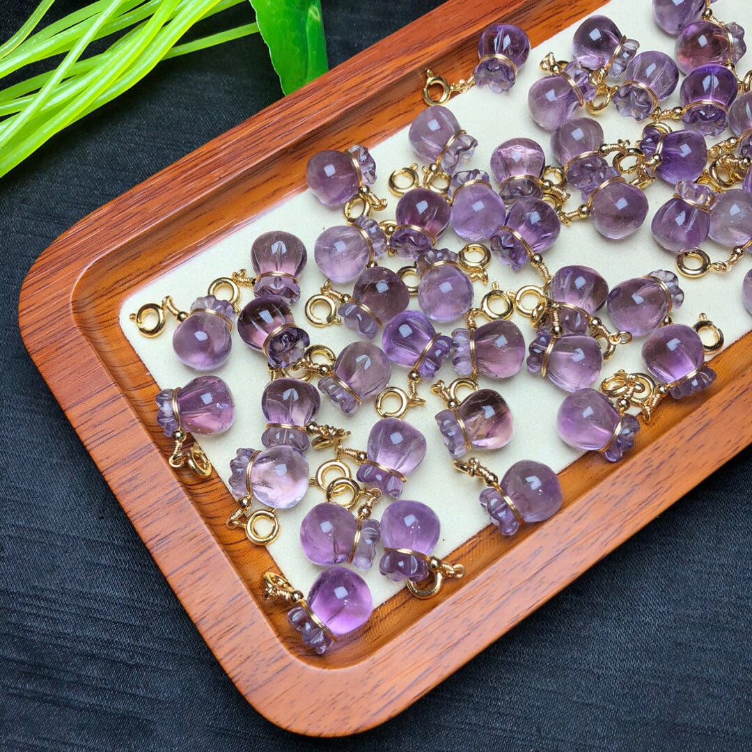 Natural Amethyst Money Bag Jewelry Charms