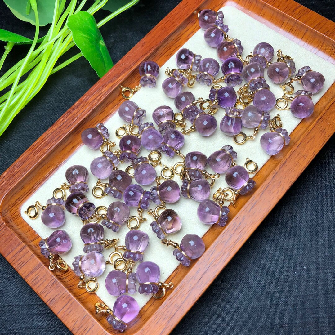 Natural Amethyst Money Bag Jewelry Charms