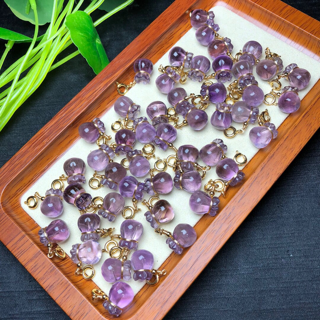 Natural Amethyst Money Bag Jewelry Charms