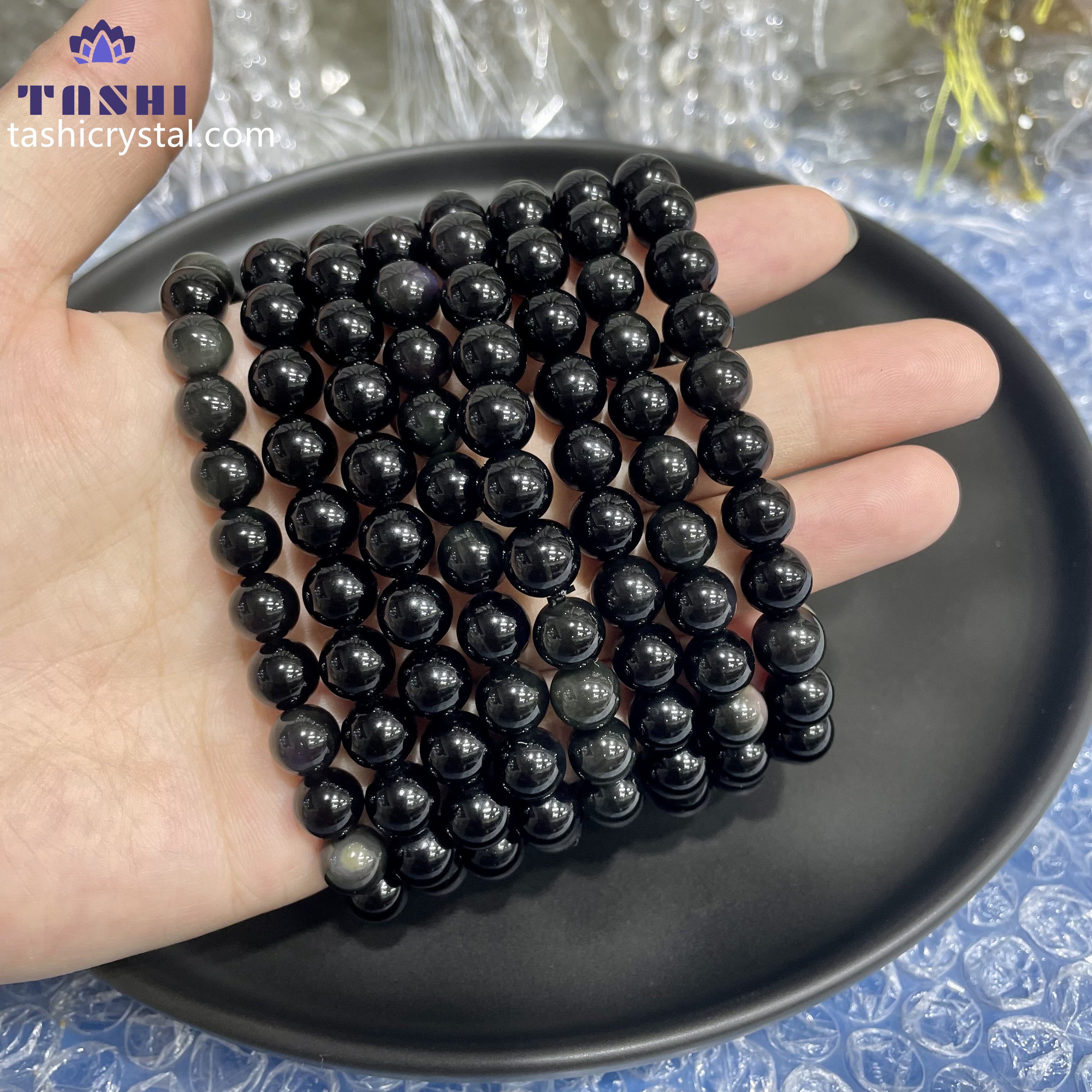 Rainbow Sheen Obsidian Bracelets