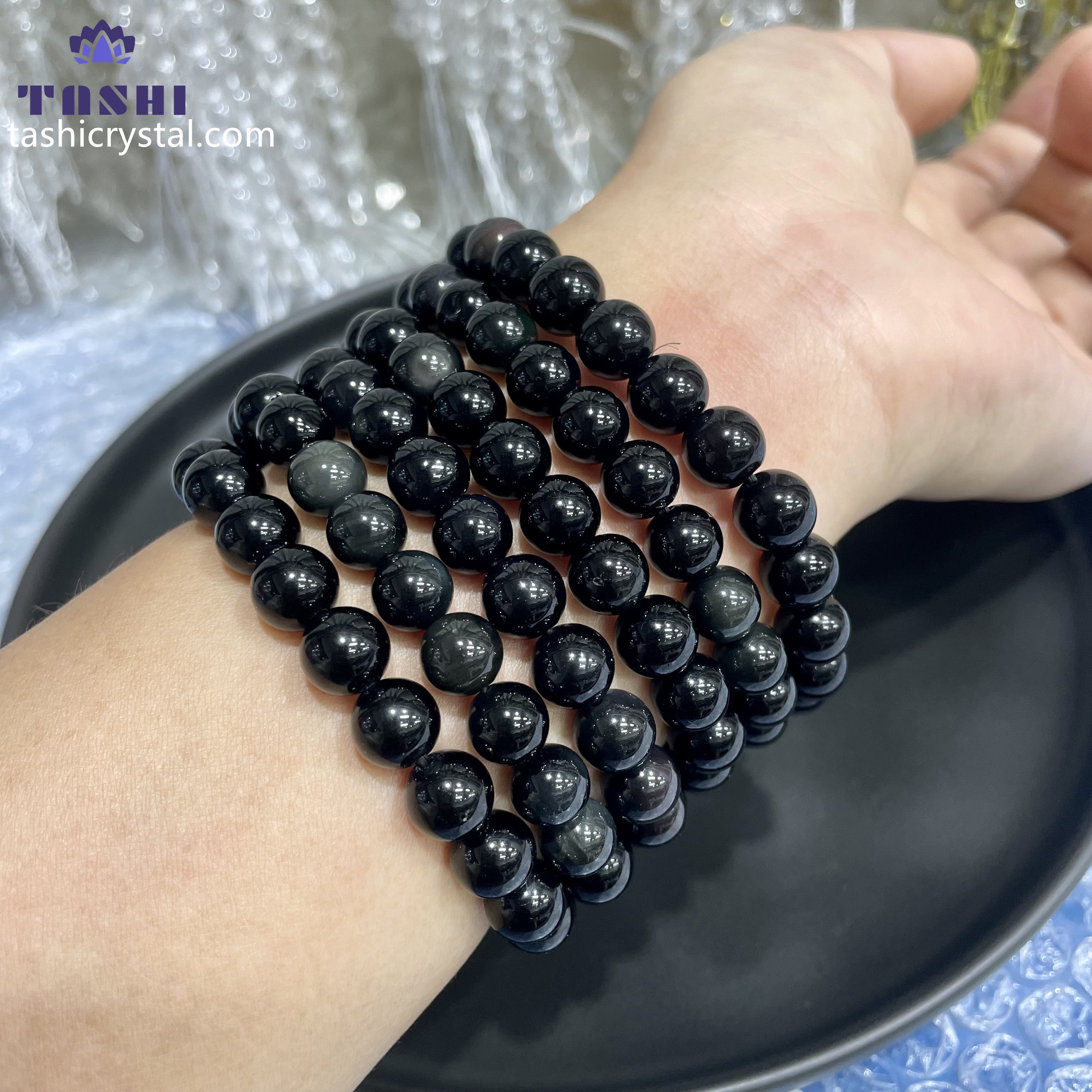 Rainbow Sheen Obsidian Bracelets