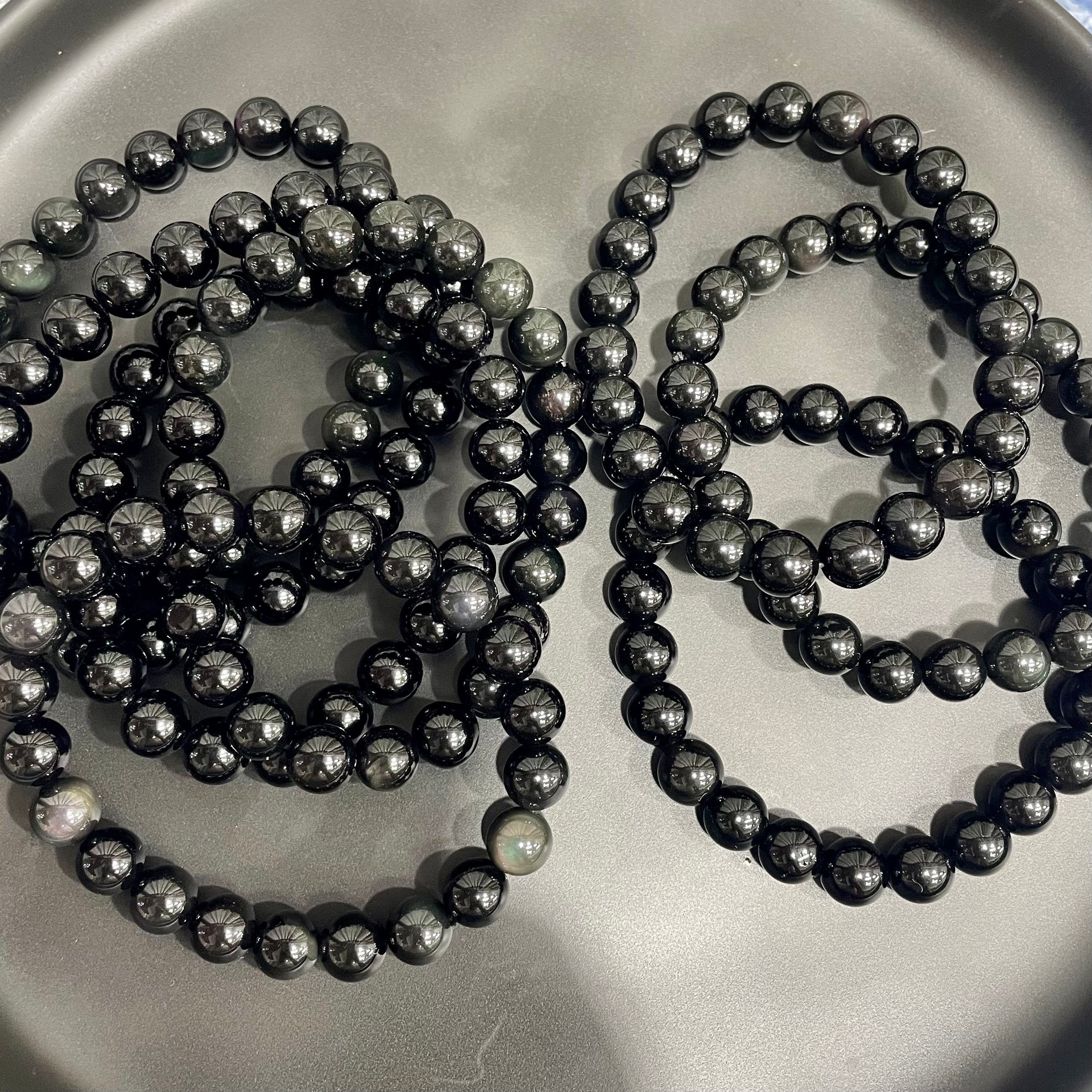 Rainbow Sheen Obsidian Bracelets
