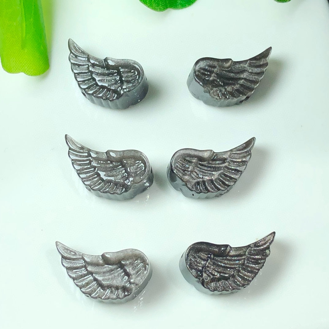Silver Sheen Obsidian Angel Wing Beads