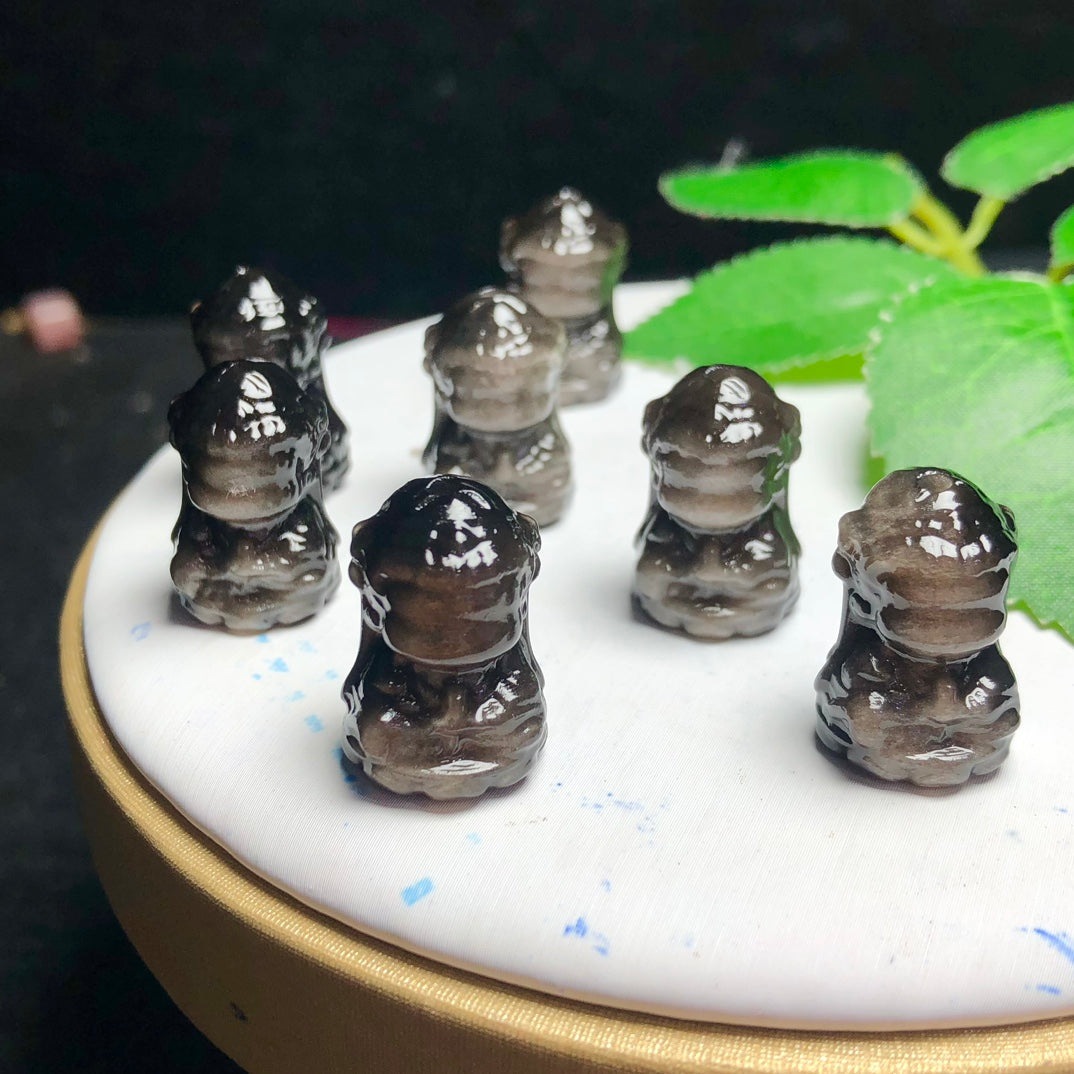 Silver Sheen Obsidian Kwan-yin Bodhisattva Beads