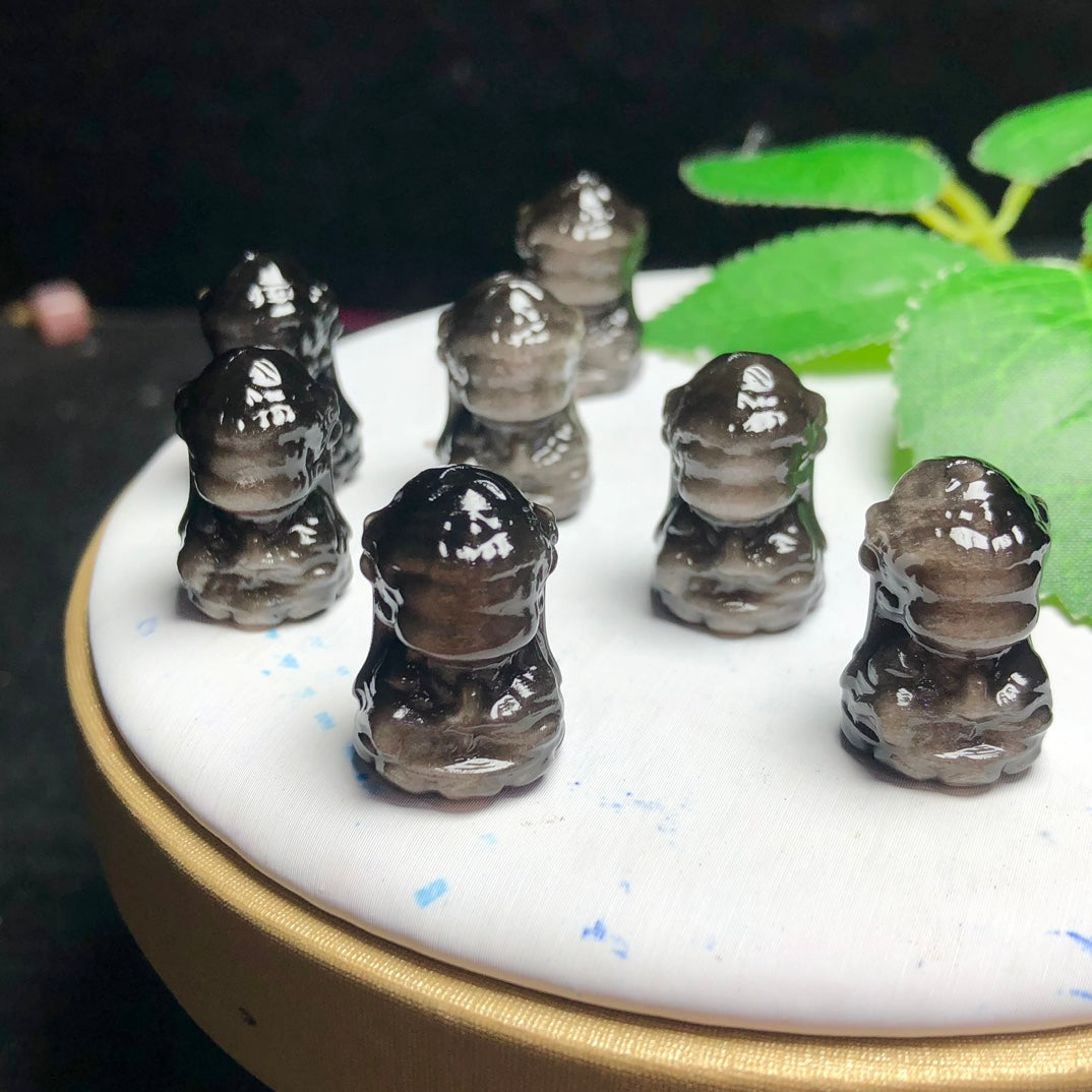 Silver Sheen Obsidian Kwan-yin Bodhisattva Beads