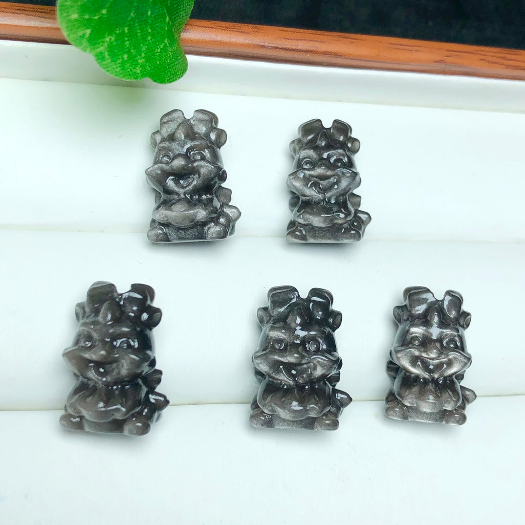 Silver Sheen Obsidian Dragon Beads