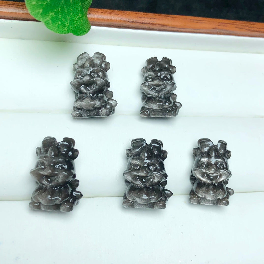 Silver Sheen Obsidian Dragon Beads