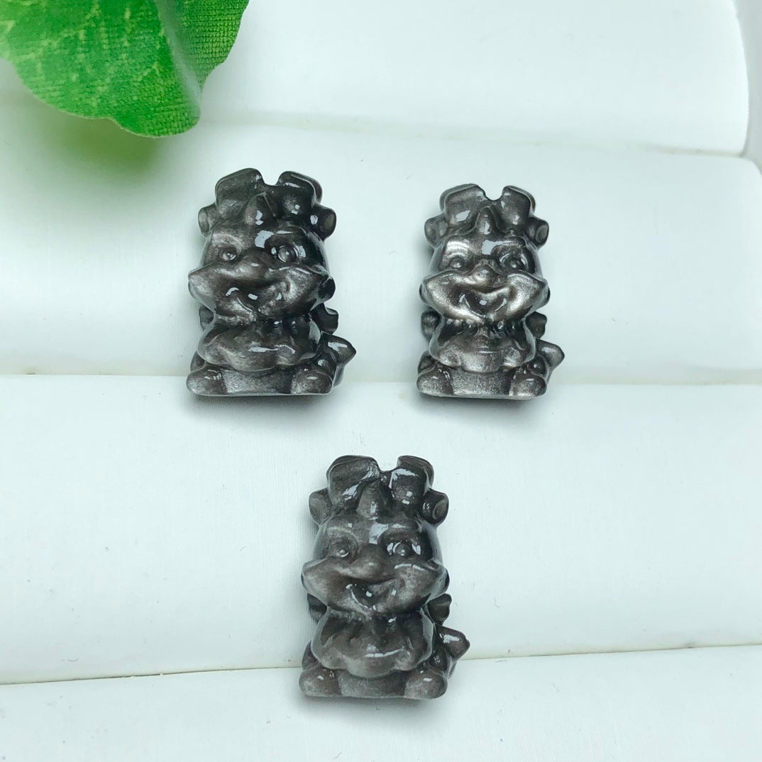 Silver Sheen Obsidian Dragon Beads