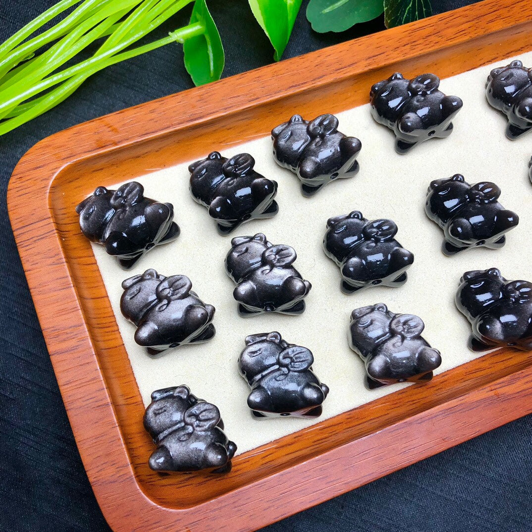 Silver Sheen Obsidian Unicorn Beads