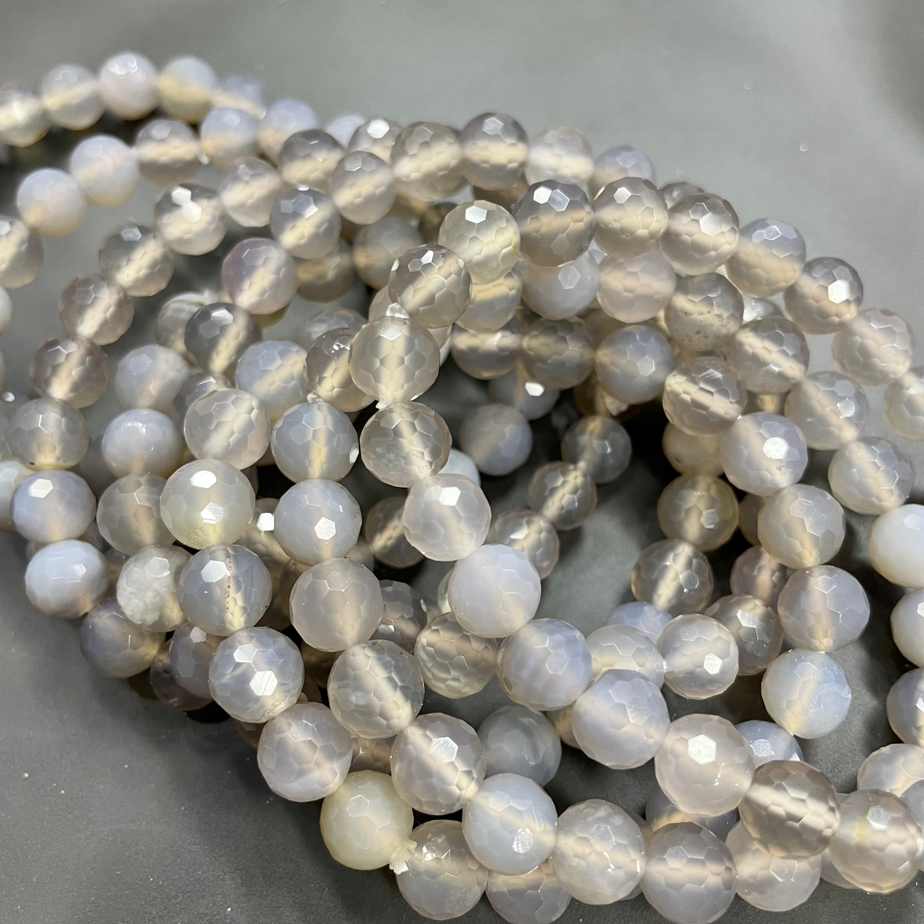 8mm Faceted Grey Agate Bracelets
