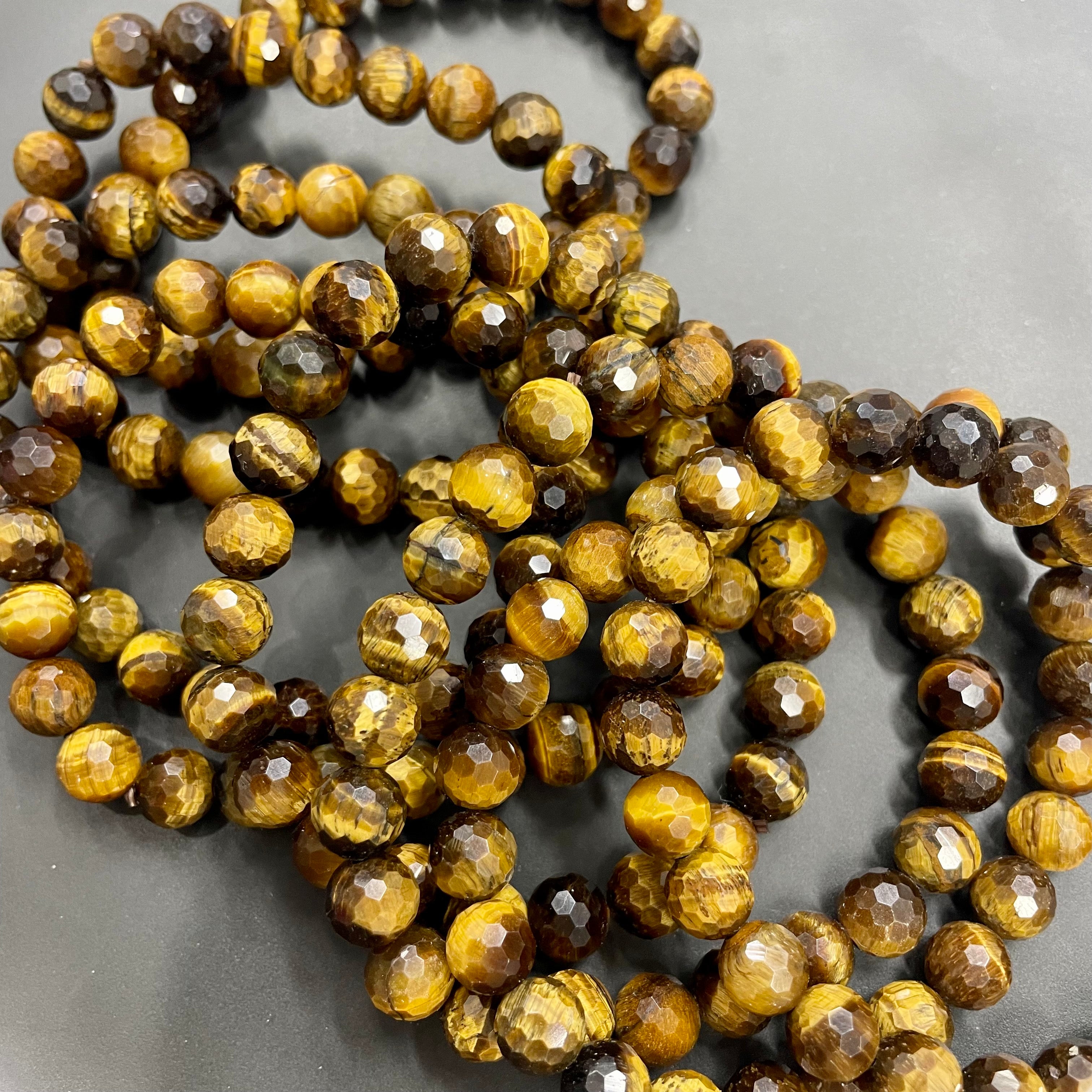 8mm Faceted Tiger Eye Bracelets